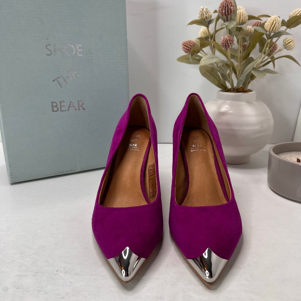 Shoe The Bear Cora Metal Toes Suede Heel Purple Women's 7/EU38 Tried On